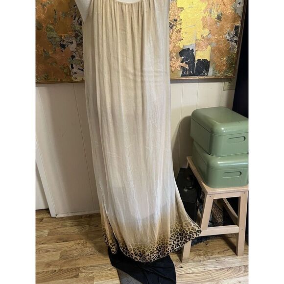 Scandal Italy 100% Silk Bebe Party Lined Slip Dress W/Hand Painted Animal Print - Picture 6 of 8